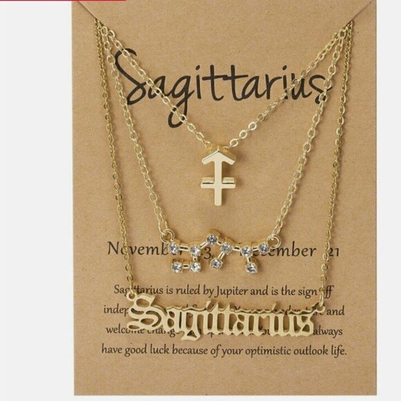 Sagittarius Zodiac Symbol Gold Necklace - Picture 1 of 1